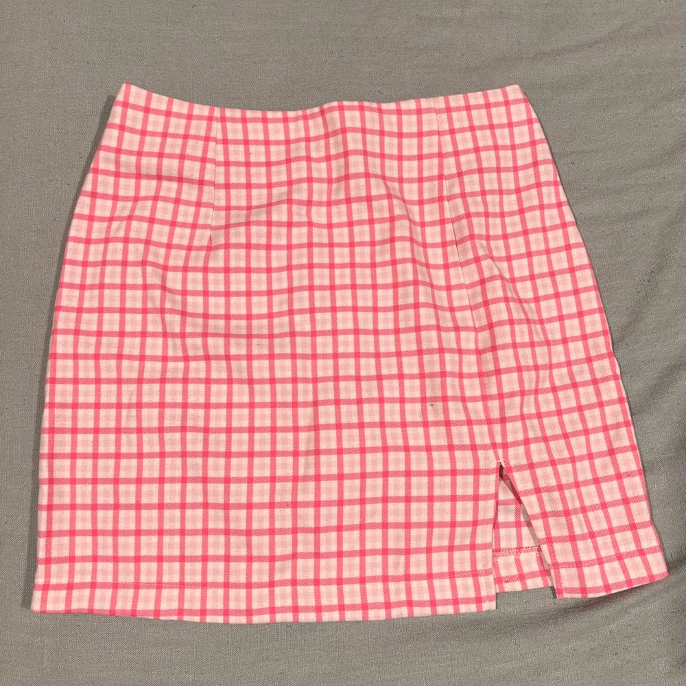 Pink plaid skirts